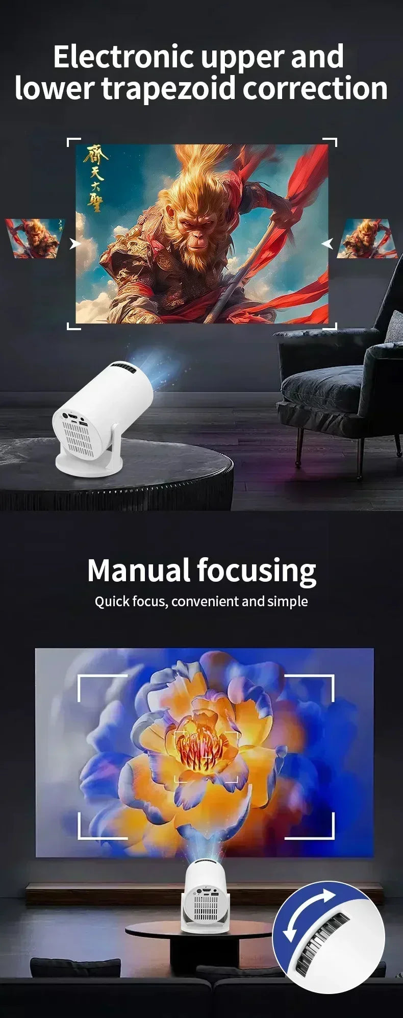 New Projector 4K Android 11 HY300 Wifi6 290ANSI Allwinner H713 BT5.0 1080P 1280*720P Cinema Outdoor Portable Projetors ﻿